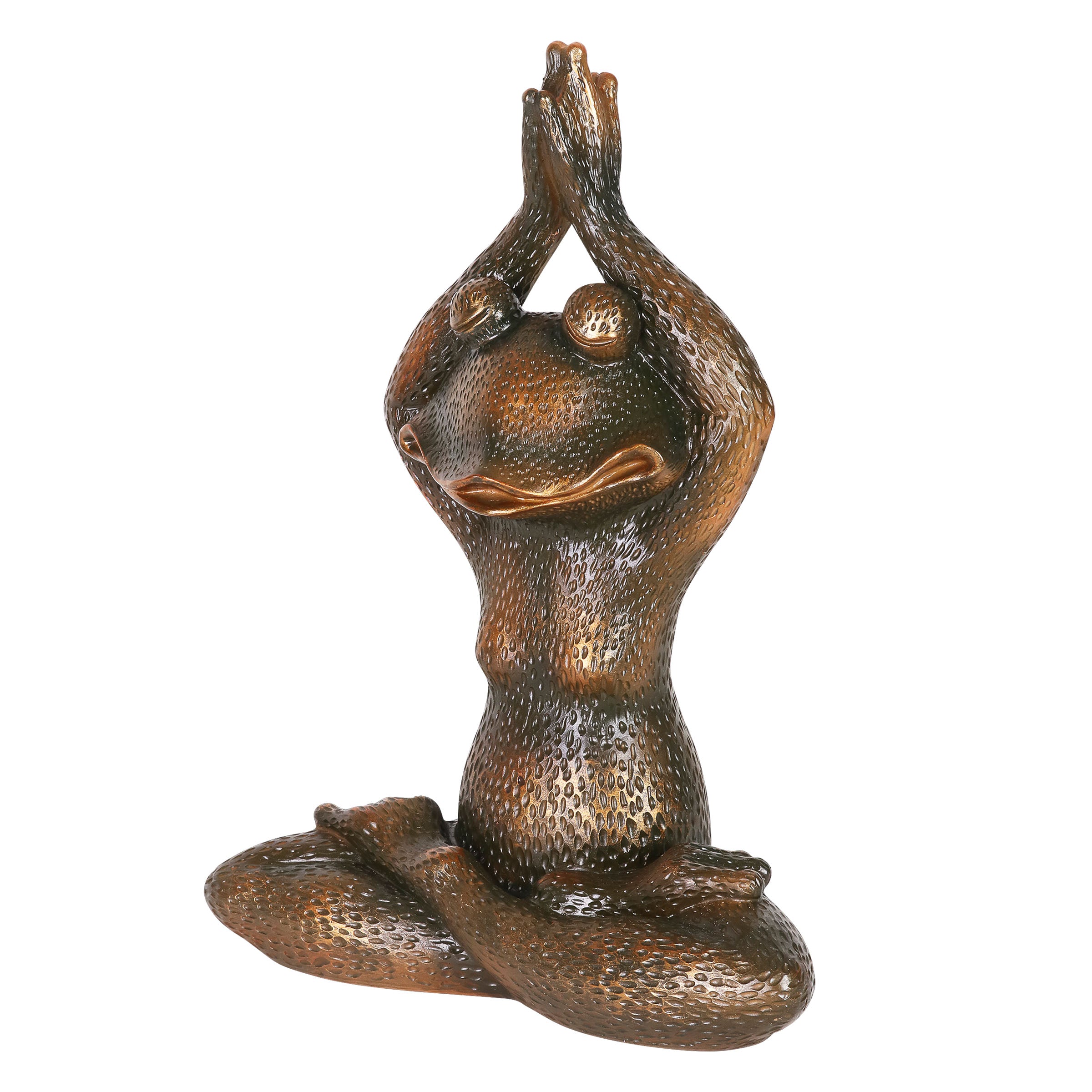 Meditating Bronze Yoga Frog Garden Statue