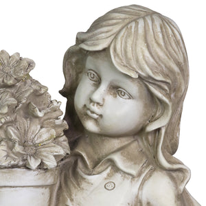 Solar Girl with a Flower Pot Garden Statue, 18 Inch | Shop Garden Decor by Exhart