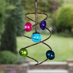 Art-in-Motion Helix Twirler Hanging Wind Spinner with Multicolor Cups, 8 by 15 Inches | Shop Garden Decor by Exhart