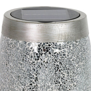 Solar Silver Glass and Resin Tabletop Lantern, 10 Inch | Shop Garden Decor by Exhart