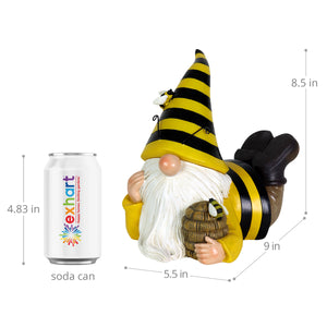 Solar Beekeeper Garden Gnome with Bee Hive Statuary, 5.5 by 8.5 Inches | Shop Garden Decor by Exhart