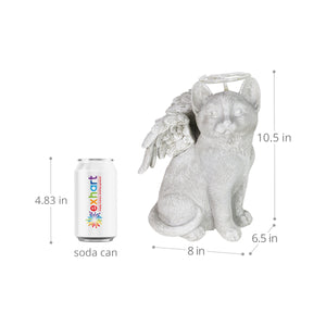 Solar Halo Cat with Angel Wings Memorial Statue, 10 Inches | Shop Garden Decor by Exhart