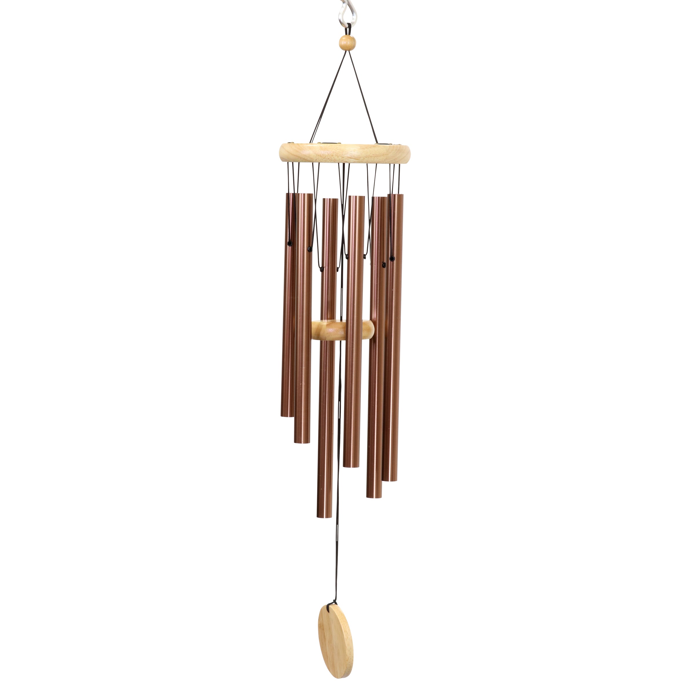 Hand Tuned Bronze Metal Chime with Natural Wood Top and Charm