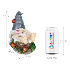 Good Time Bubble Bath Betty Gnome in a Tub Garden Statue with LED lights on a Battery Operated Timer, 7.5 by 7.5 Inches | Exhart