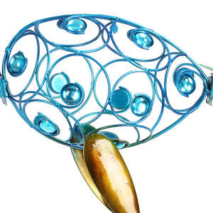 Metal Filigree Blue Bird with Green Tail Garden Statue, 28 Inch | Shop Garden Decor by Exhart