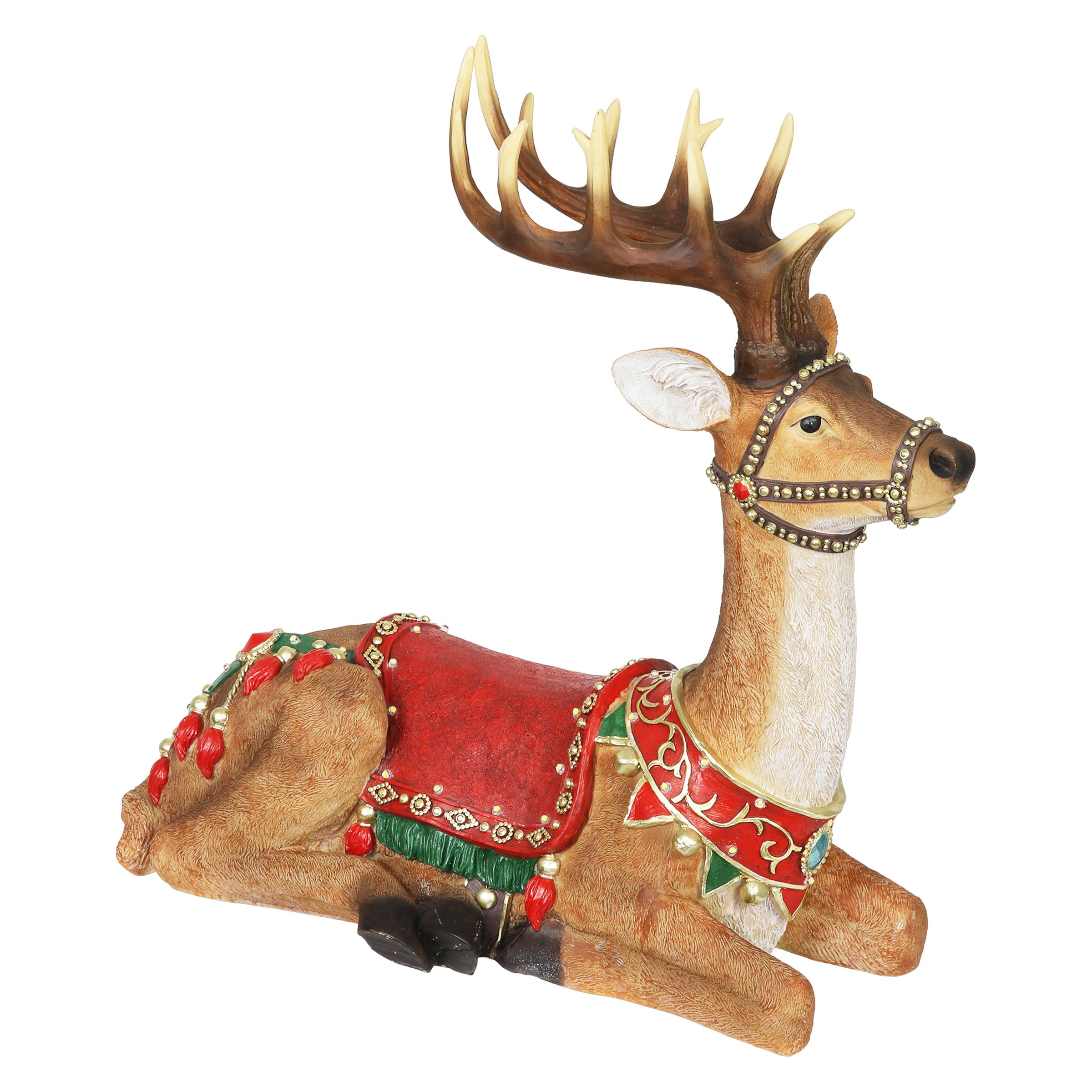 Hand Painted Christmas Reindeer Statue with LED Lights on a Battery Powered Timer - Thumbnail 2