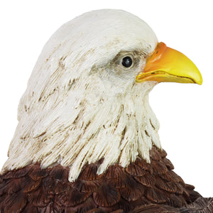 Solar Hand Painted Bald Eagle Garden Statue with Illuminating USA Flag, 7.5 by 12 Inches | Shop Garden Decor by Exhart