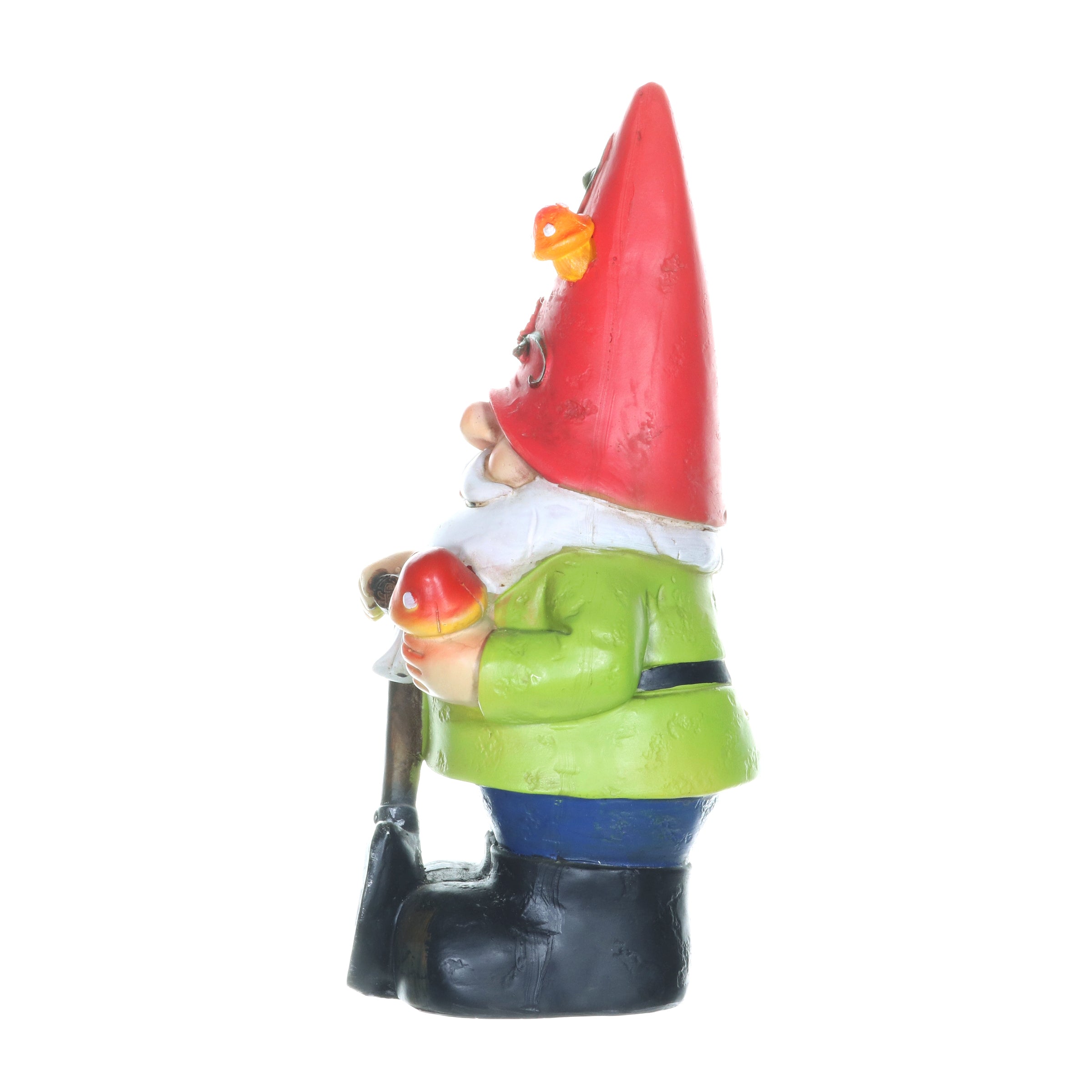 Solar Red Hat Roy Garden Gnome Statue with Shovel, 10 Inch | Shop Garden Decor by Exhart