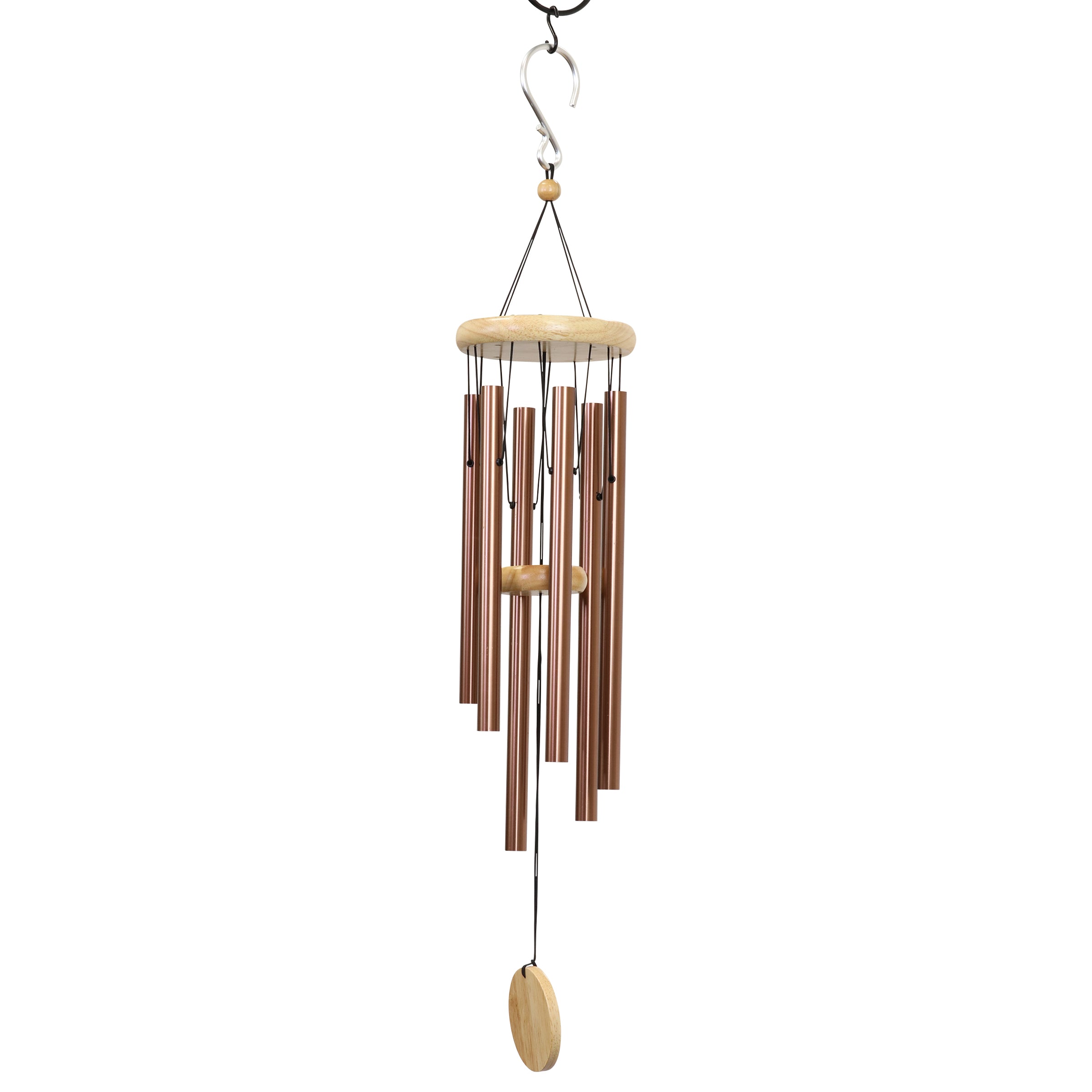 Hand Tuned Bronze Metal Chime with Natural Wood Top and Charm - Thumbnail 5