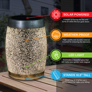 Solar Silver Glass and Resin Tabletop Lantern, 10 Inch | Shop Garden Decor by Exhart