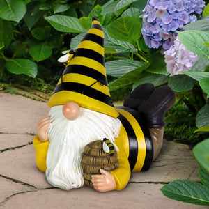 Solar Beekeeper Garden Gnome with Bee Hive Statuary, 5.5 by 8.5 Inches | Shop Garden Decor by Exhart