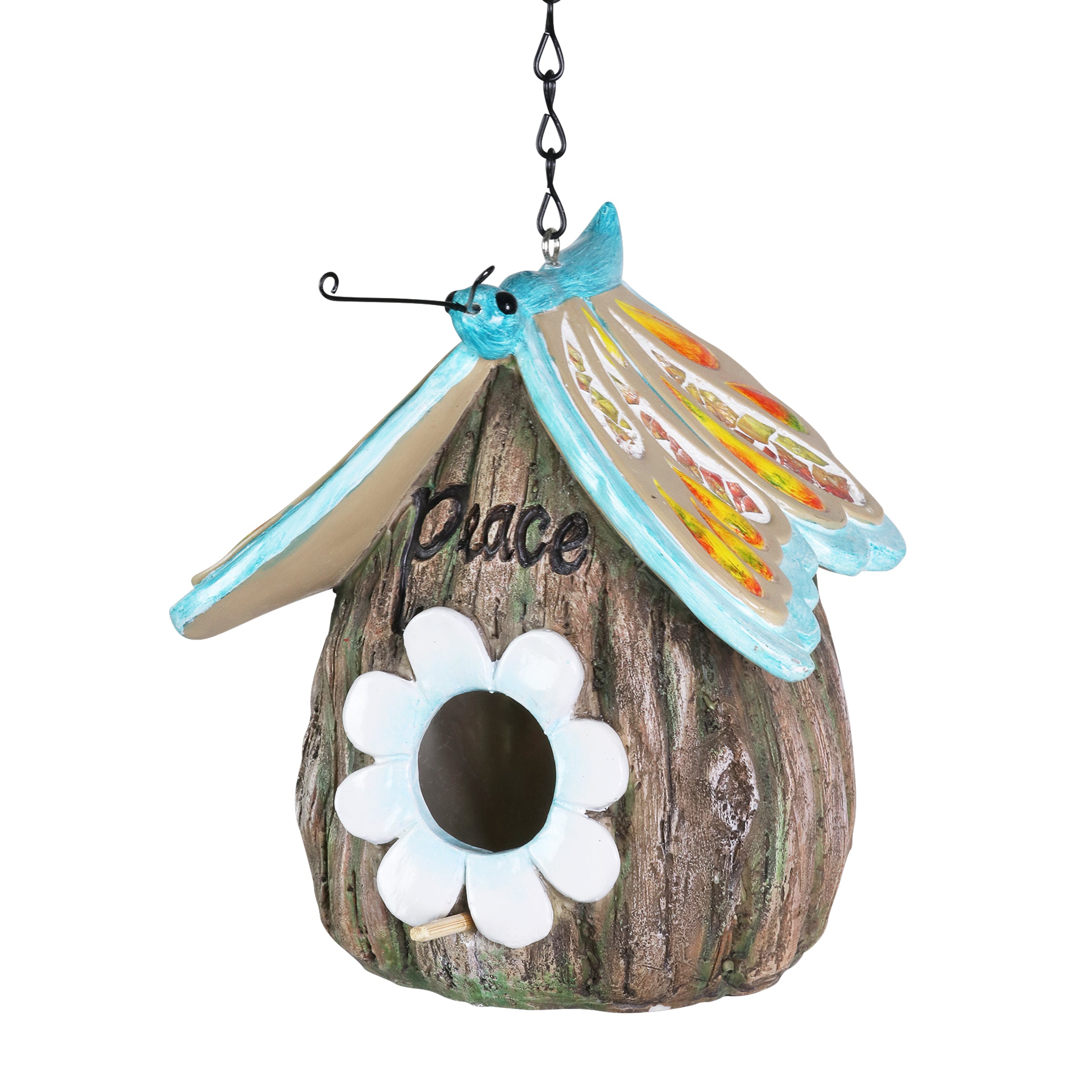 Butterfly Roof Peace Acorn Hanging Bird House