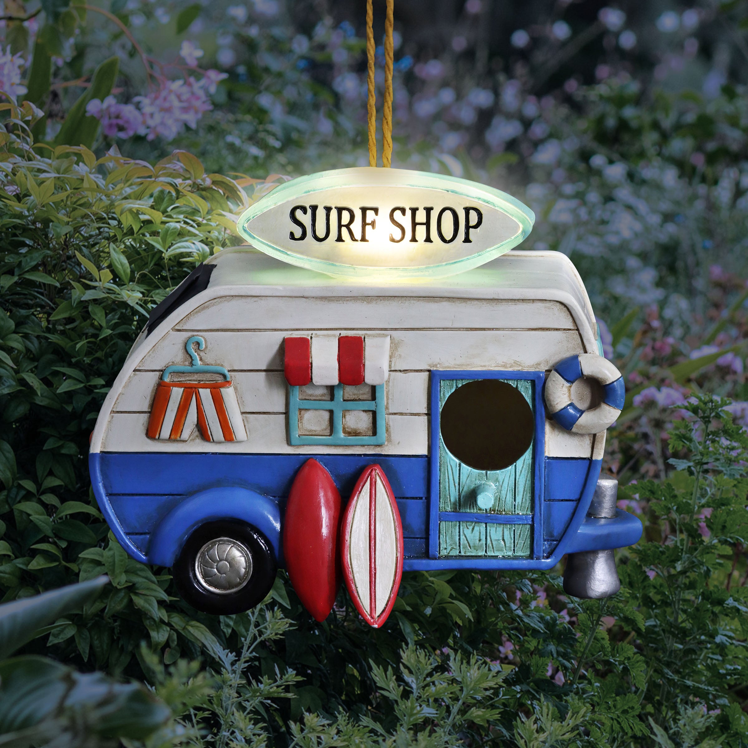 Solar Retro Surf Shop RV Hanging Bird House - Thumbnail 5