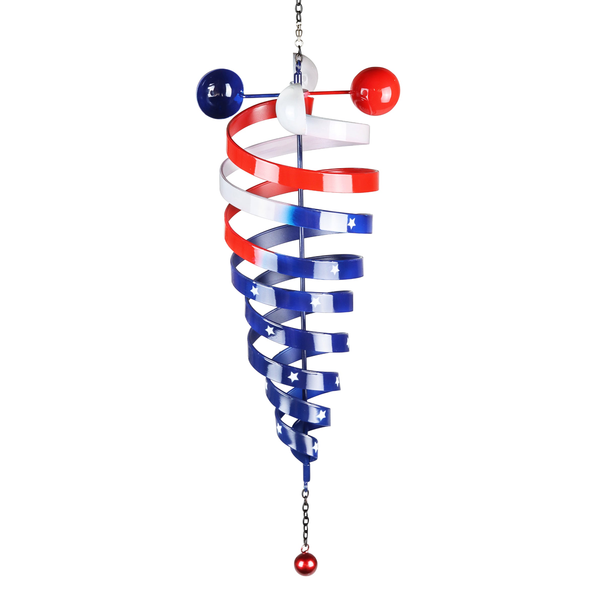 Patriotic Stripes and Stars Hanging Metal Spinner