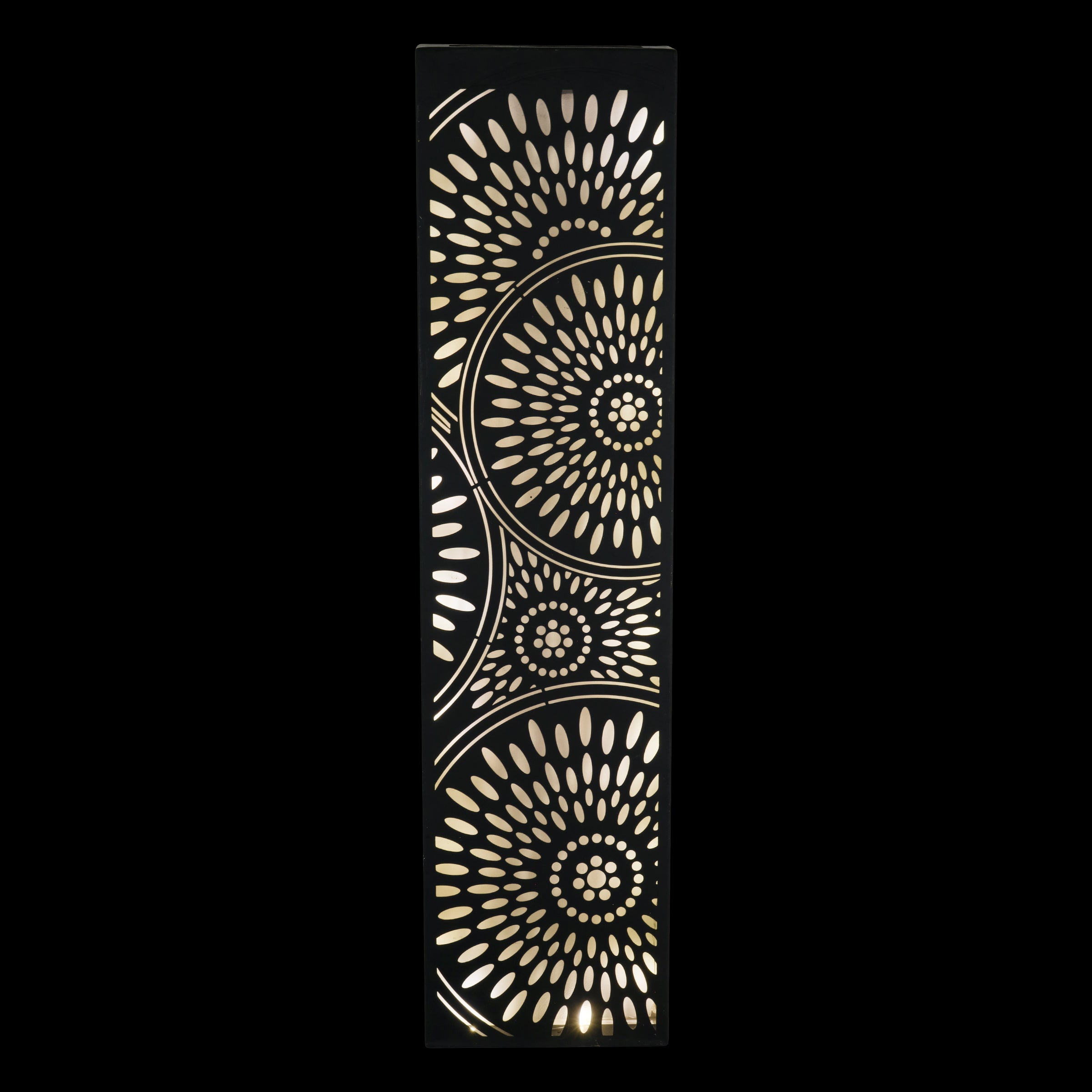 Solar Matte Black Metal Filigree Wall Art with Circle Pattern