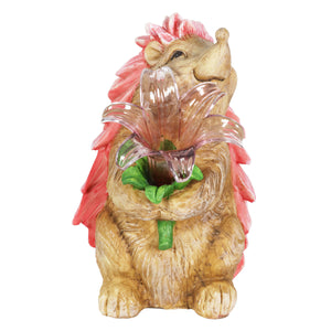 Solar Pink Hedgehog With LED Flower Statue, 9 Inch | Shop Garden Decor by Exhart