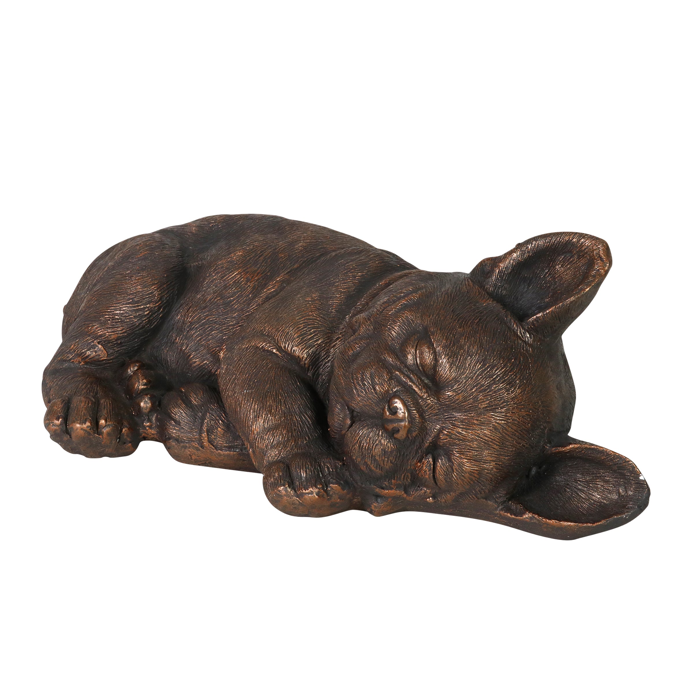 Sleeping French Bulldog Garden Statue in Bronze Look - Thumbnail 2