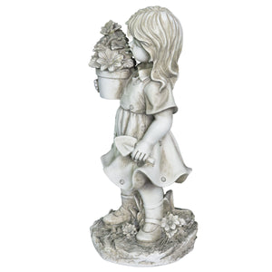 Solar Girl with a Flower Pot Garden Statue, 18 Inch | Shop Garden Decor by Exhart