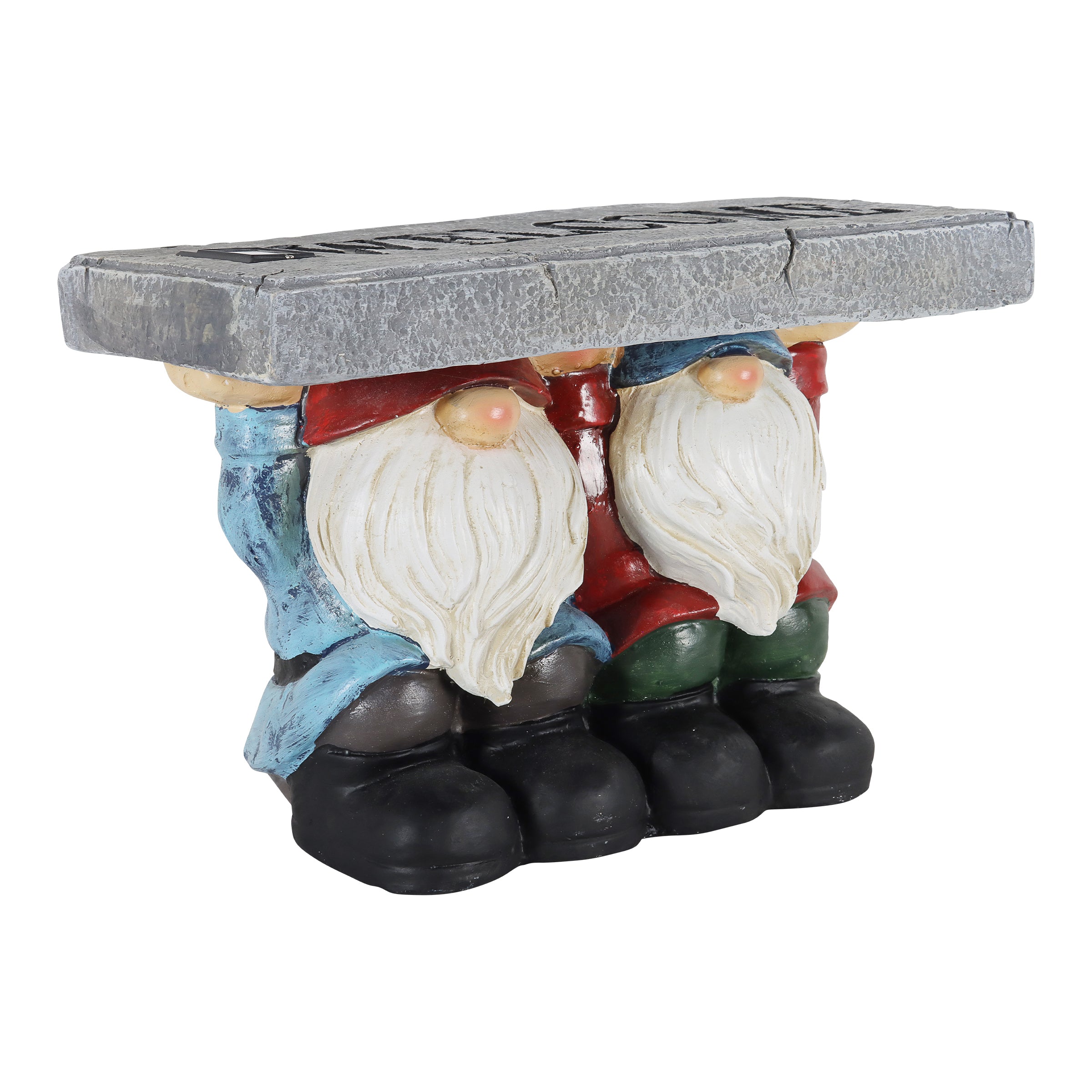 Solar Garden Gnomes with a Welcome Stone Statuary - Thumbnail 5