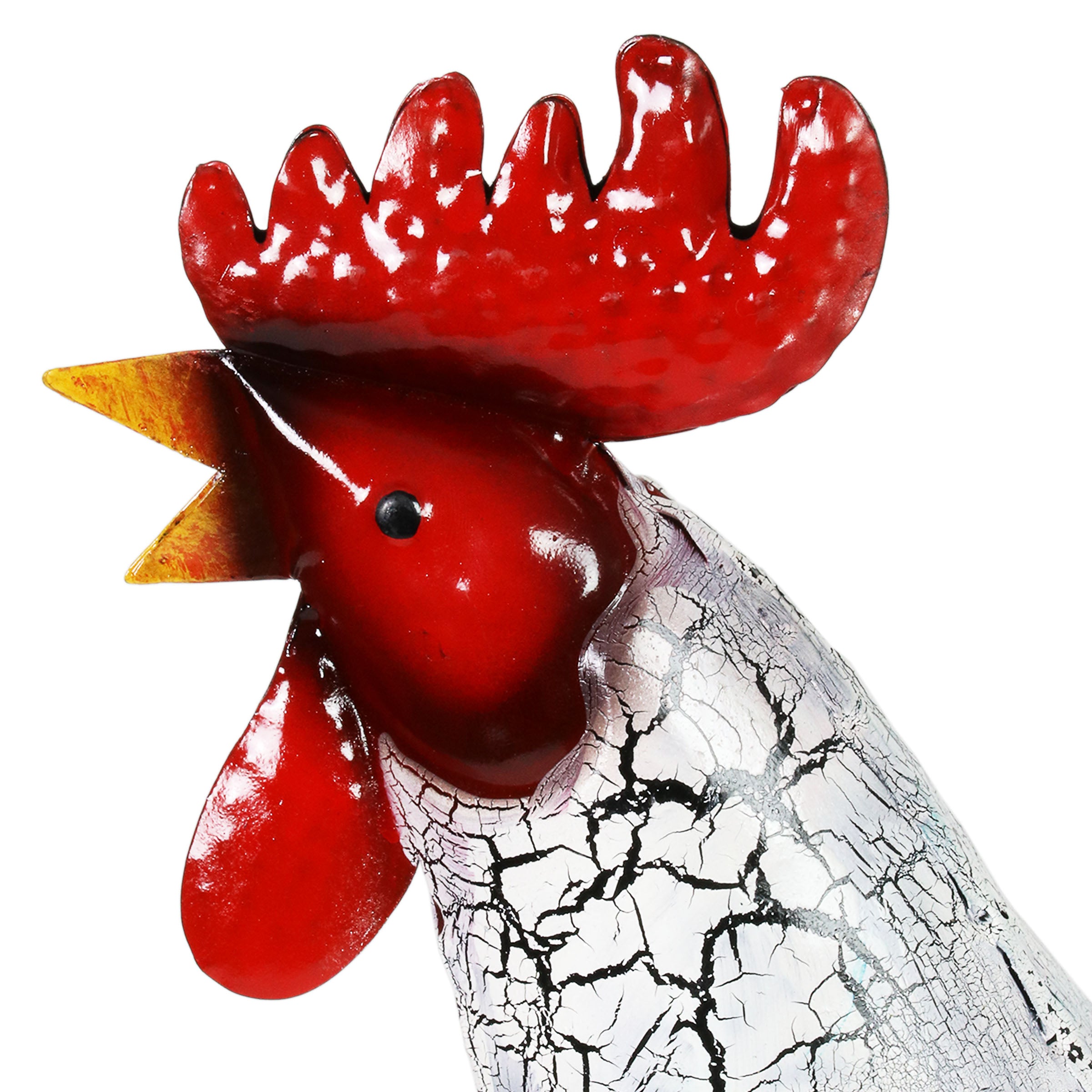 Red Metal Garden Rooster Statuary - Thumbnail 3