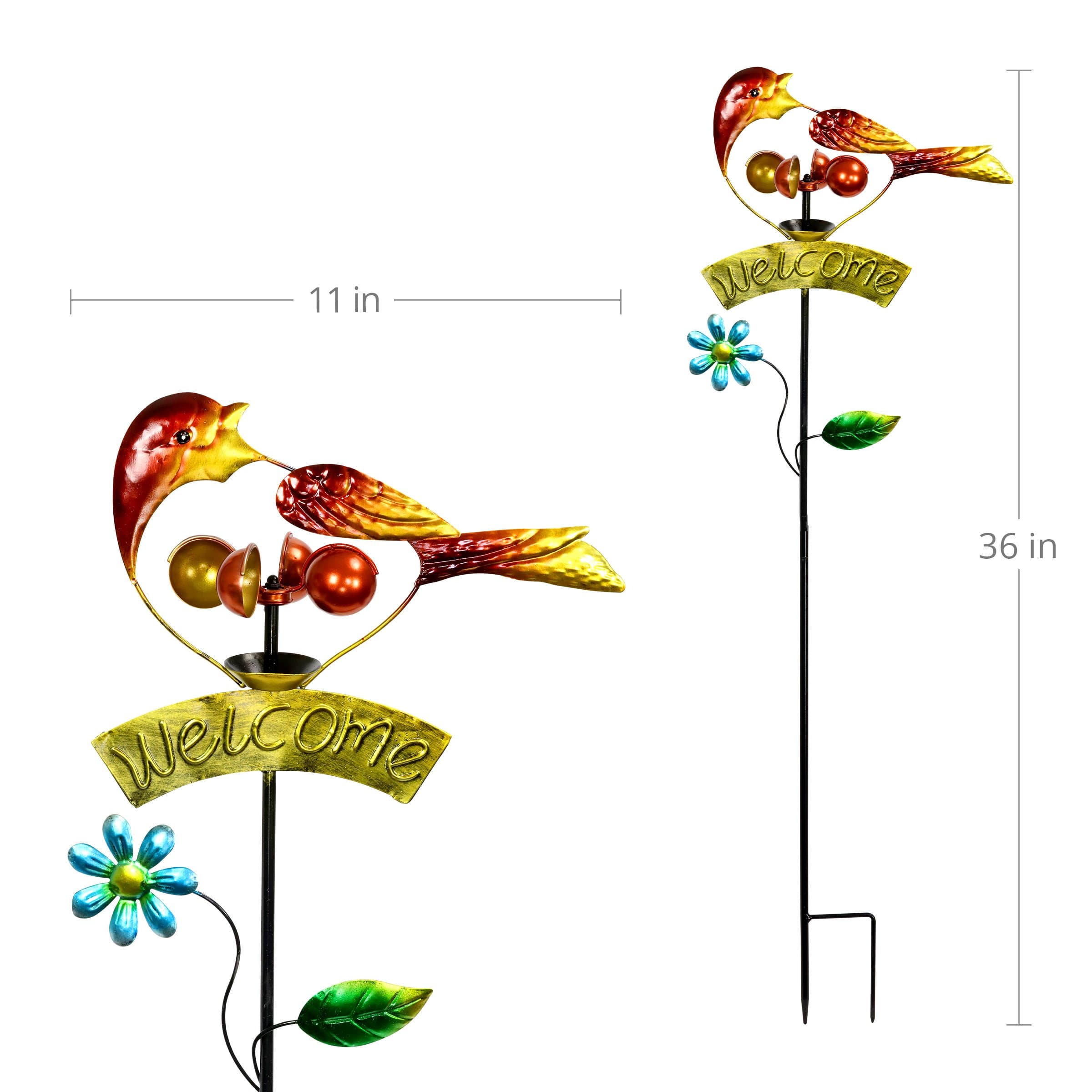 Exhart Bird Welcome Sign Garden Stake with Wind Spinner - Thumbnail 4