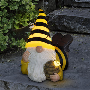 Solar Beekeeper Garden Gnome with Bee Hive Statuary, 5.5 by 8.5 Inches | Shop Garden Decor by Exhart