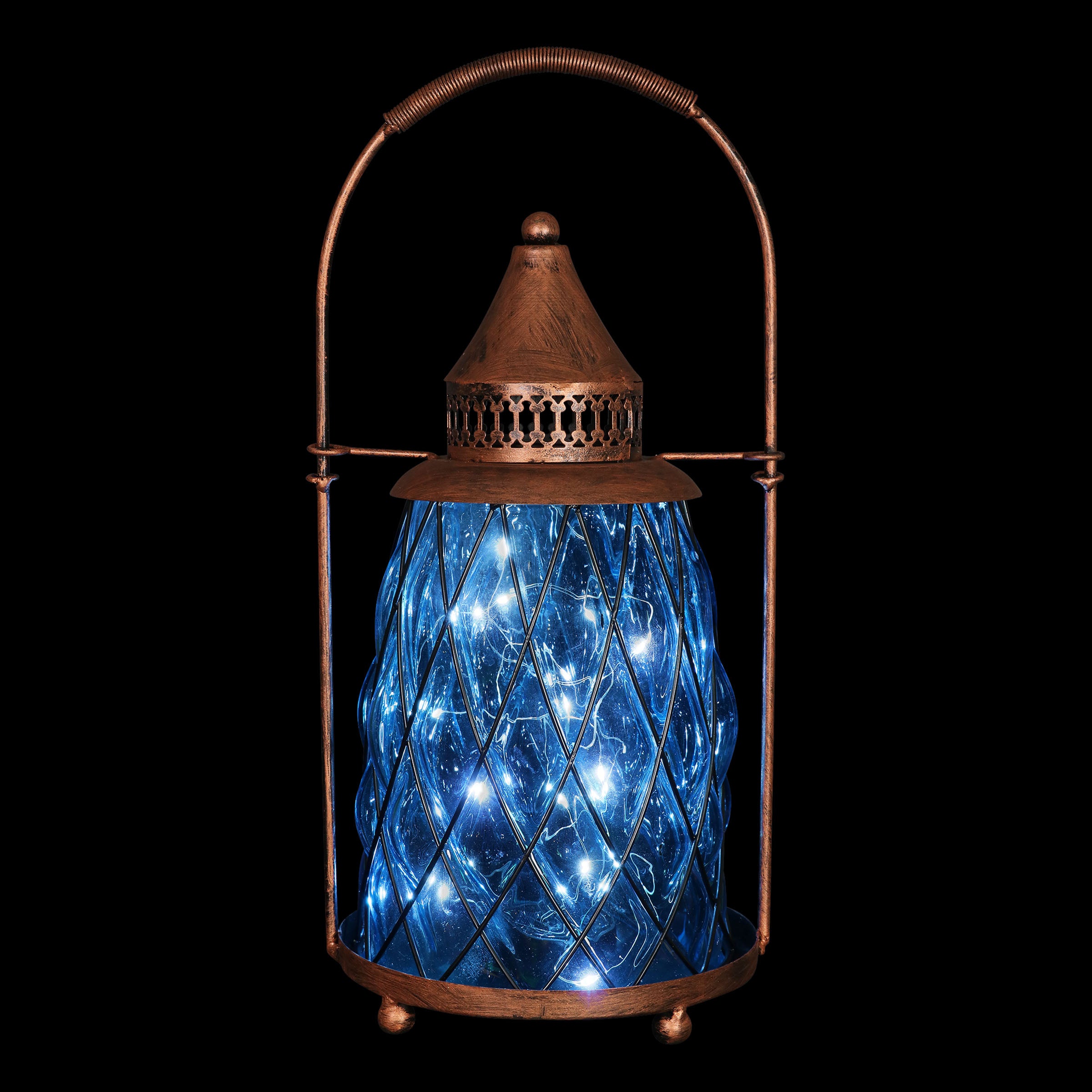 Exhart Metal and Glass Accent Lantern - Thumbnail 3