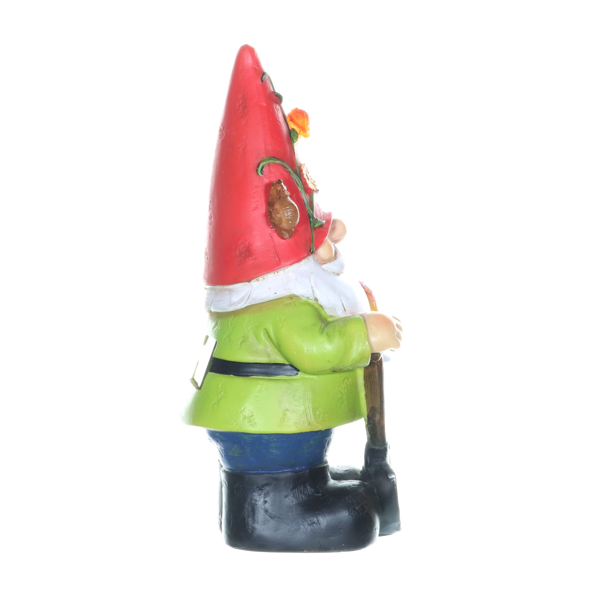 Solar Red Hat Roy Garden Gnome Statue with Shovel, 10 Inch | Shop Garden Decor by Exhart