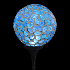 Solar Mosaic Glass Ball Garden Stake in Blue, 4 by 32.5 Inches | Shop Garden Decor by Exhart