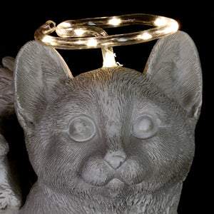Solar Halo Cat with Angel Wings Memorial Statue, 10 Inches | Shop Garden Decor by Exhart