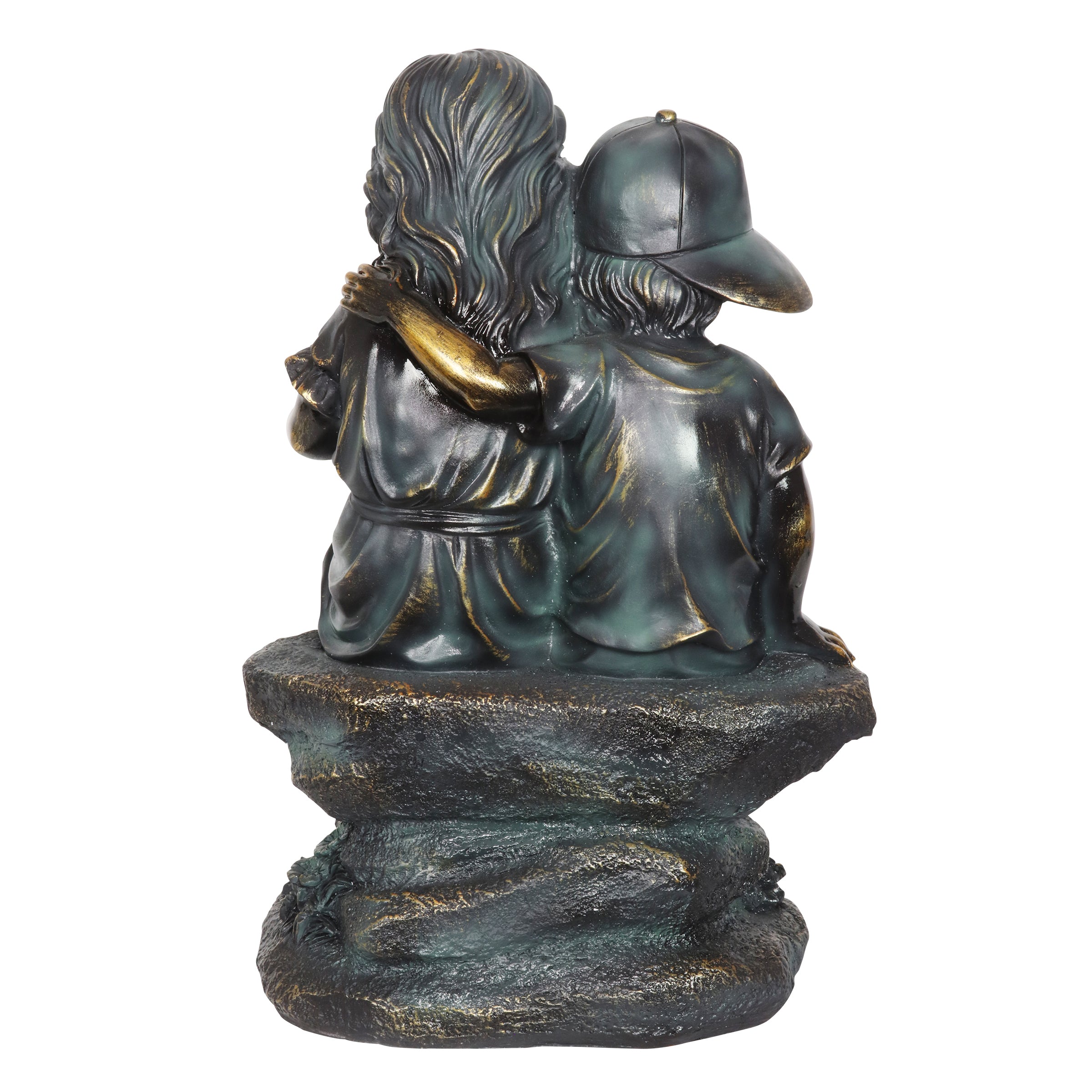 Girl in Boy's Lap Bronze Look Statuary - Thumbnail 4