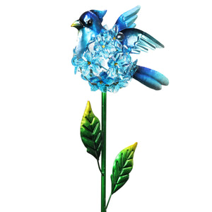 Solar Blue Jay with Flower Body Garden Stake, 9 by 33 Inches | Shop Garden Decor by Exhart