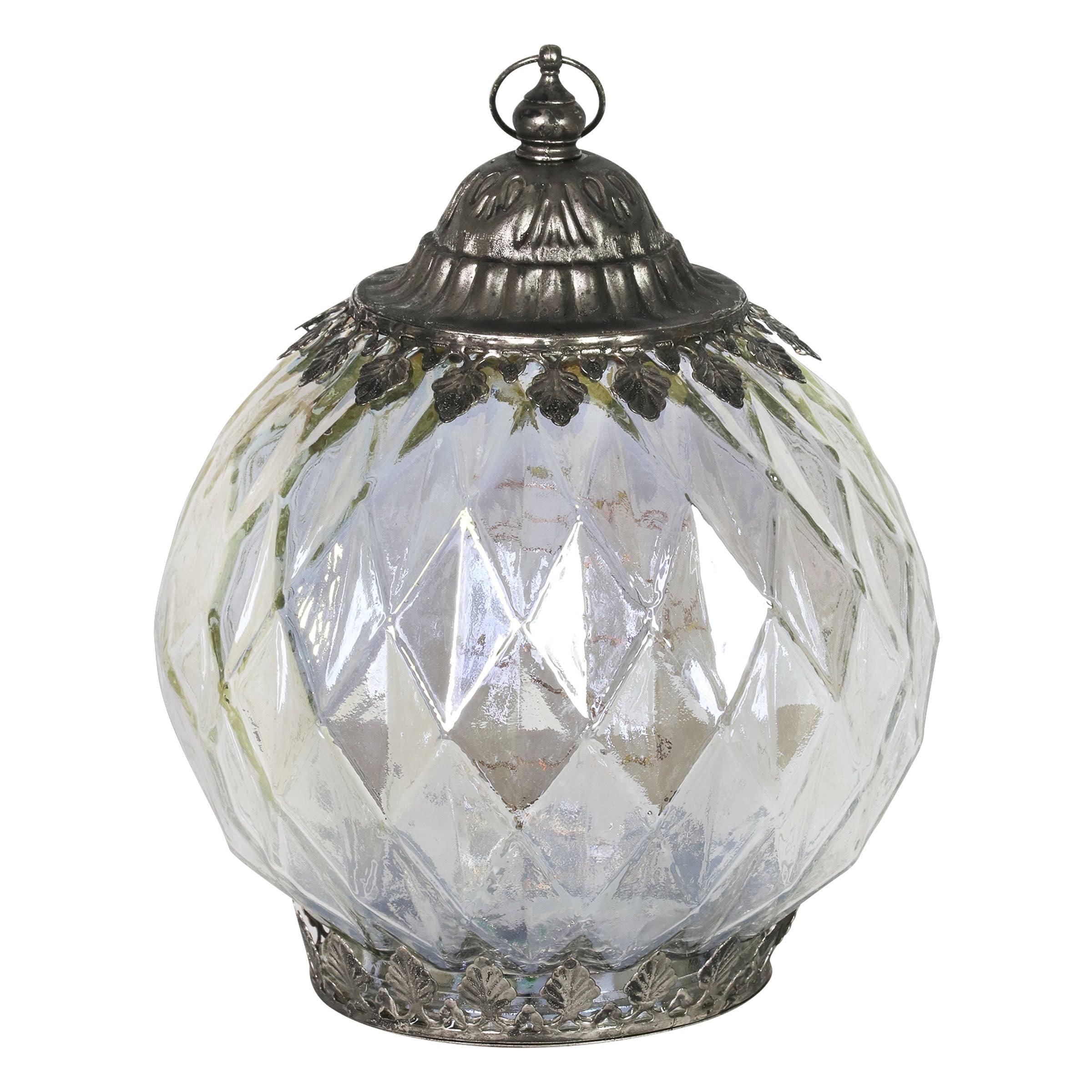Opal Diamond Glass Lantern With Timer