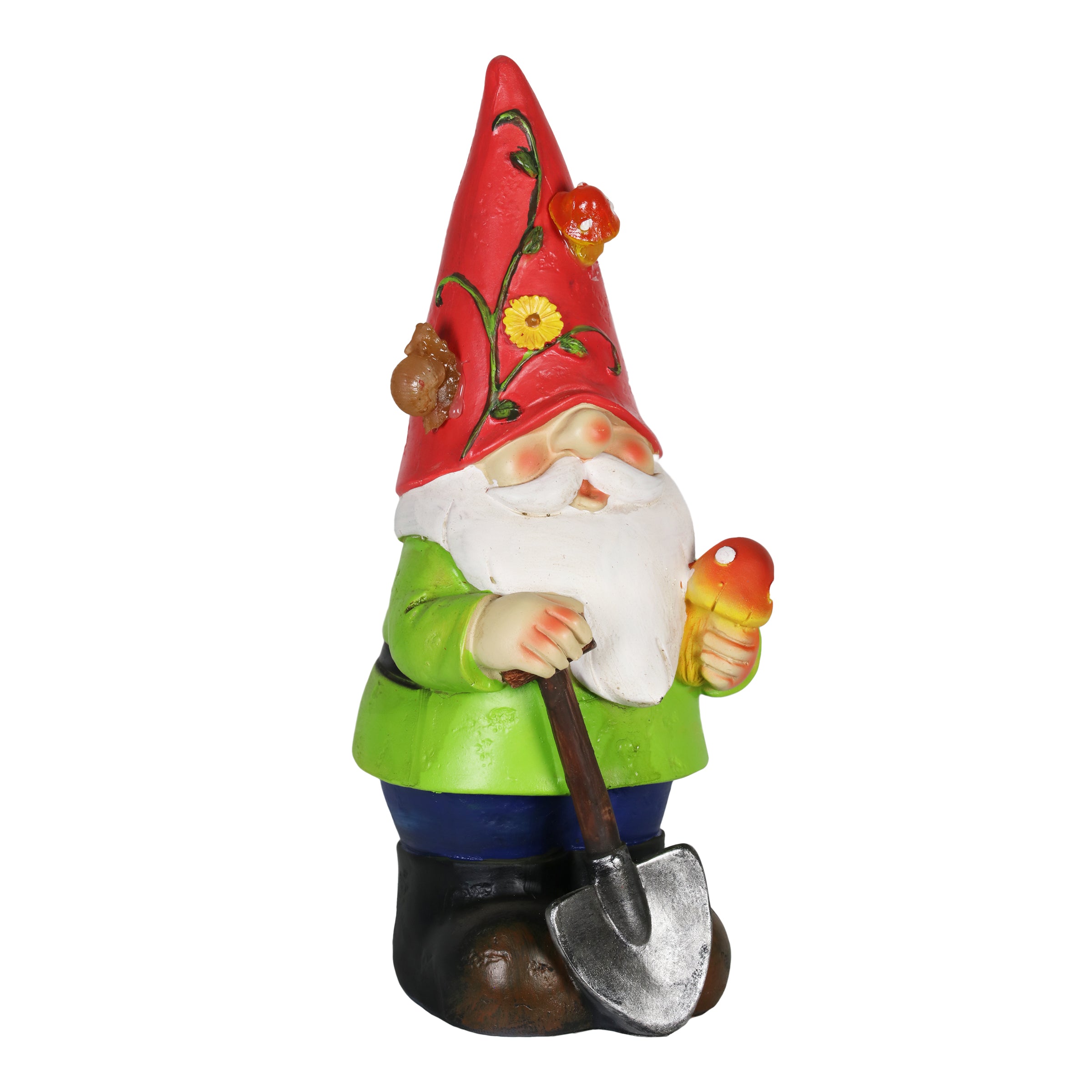 Solar Red Hat Roy Garden Gnome Statue with Shovel, 10 Inch | Shop Garden Decor by Exhart
