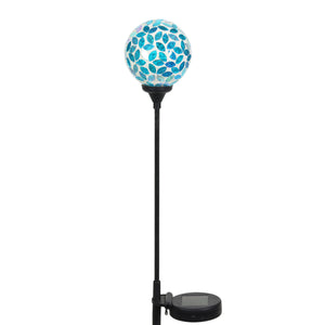 Solar Mosaic Glass Ball Garden Stake in Blue, 4 by 32.5 Inches | Shop Garden Decor by Exhart
