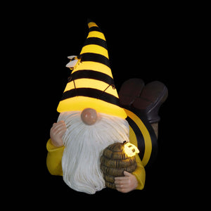 Solar Beekeeper Garden Gnome with Bee Hive Statuary, 5.5 by 8.5 Inches | Shop Garden Decor by Exhart