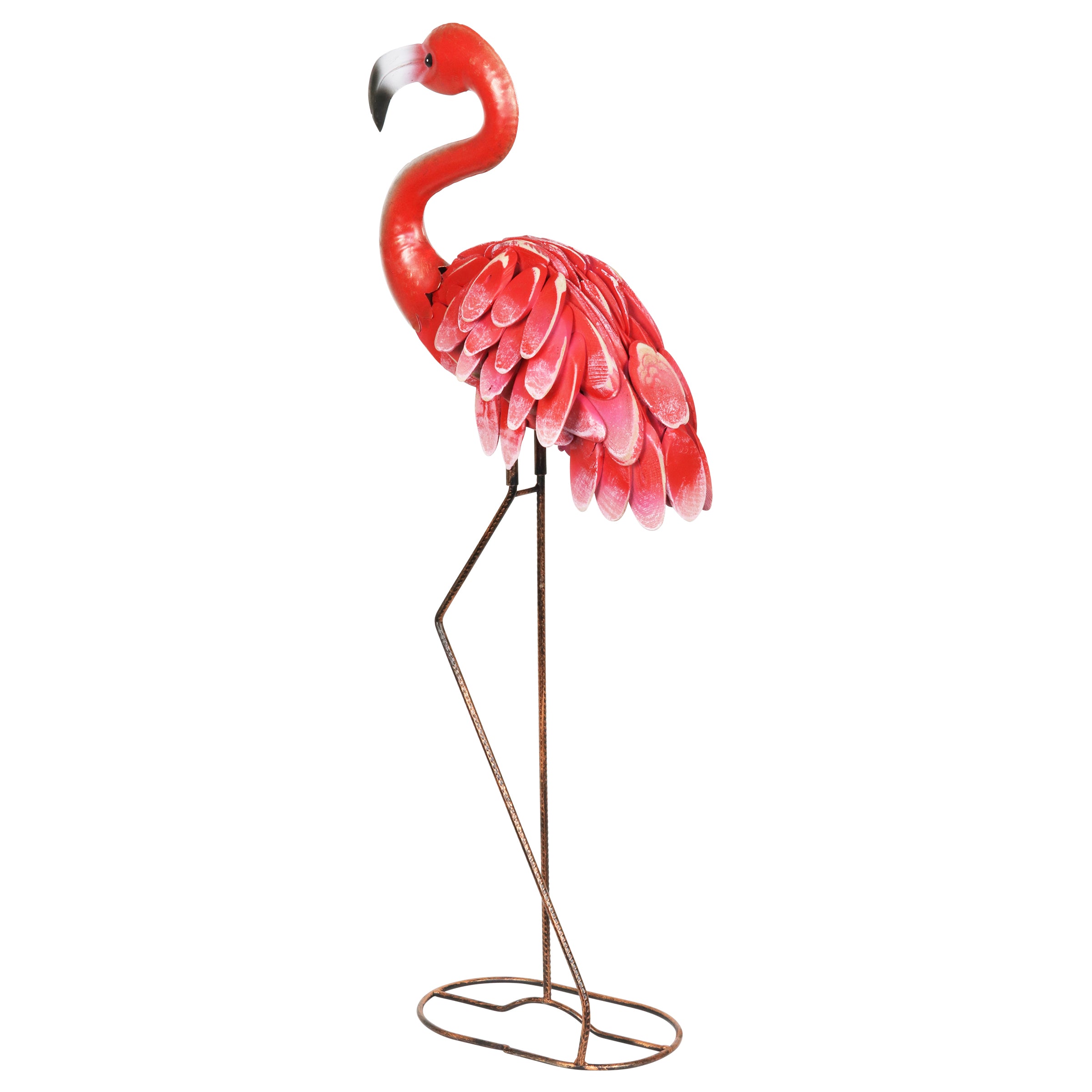 Wood and Metal Flamingo Garden Statue - Thumbnail 2
