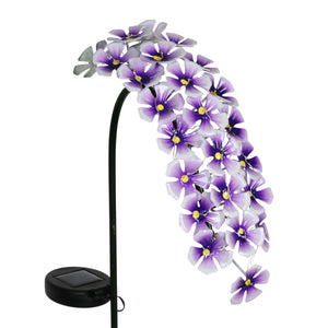 Solar Metal Hanging Flower Garden Stake in Purple with Twenty-Four LED Lights, 11 by 28 Inches | Shop Garden Decor by Exhart