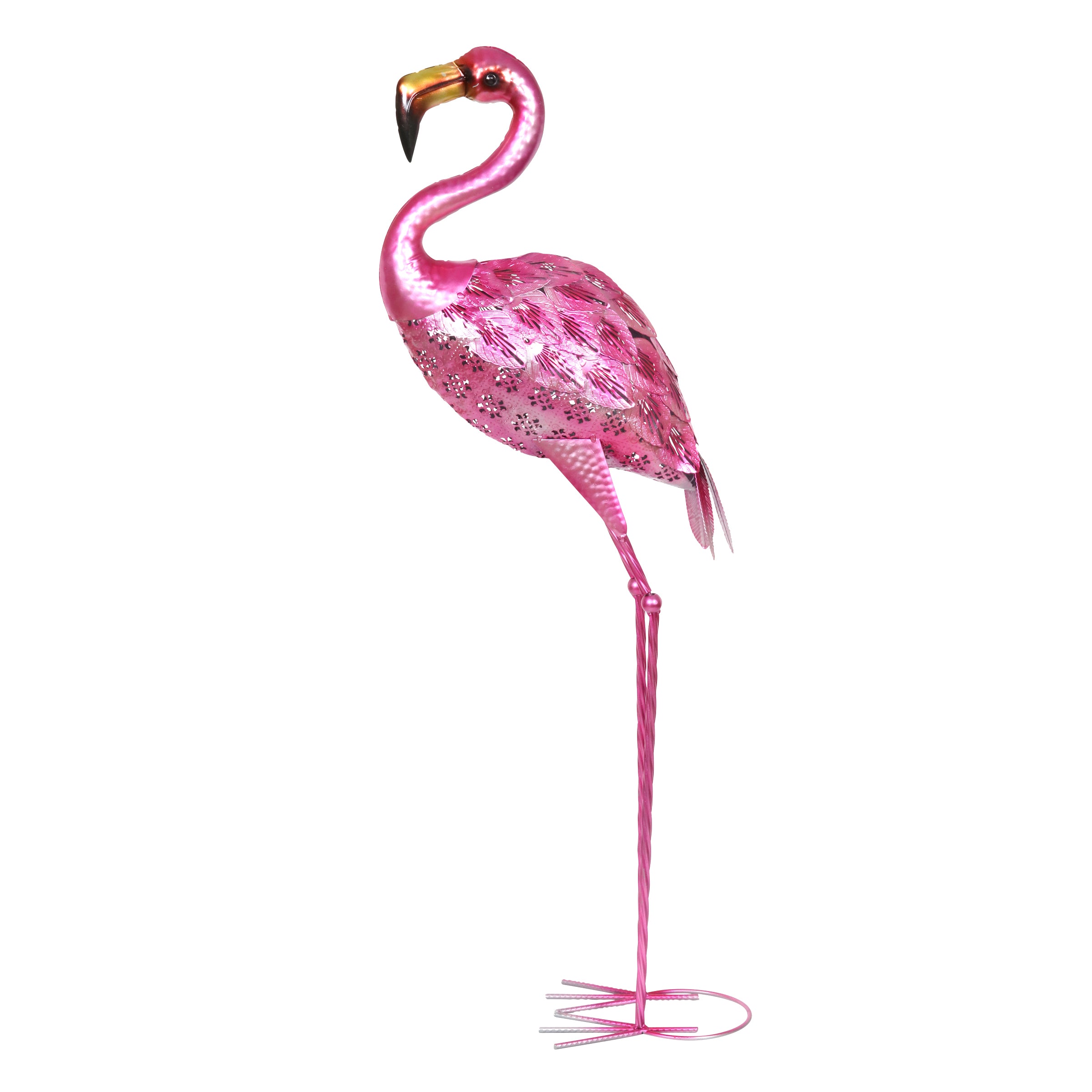 Pink Hand Painted Metal Garden Flamingo Statue - Thumbnail 4