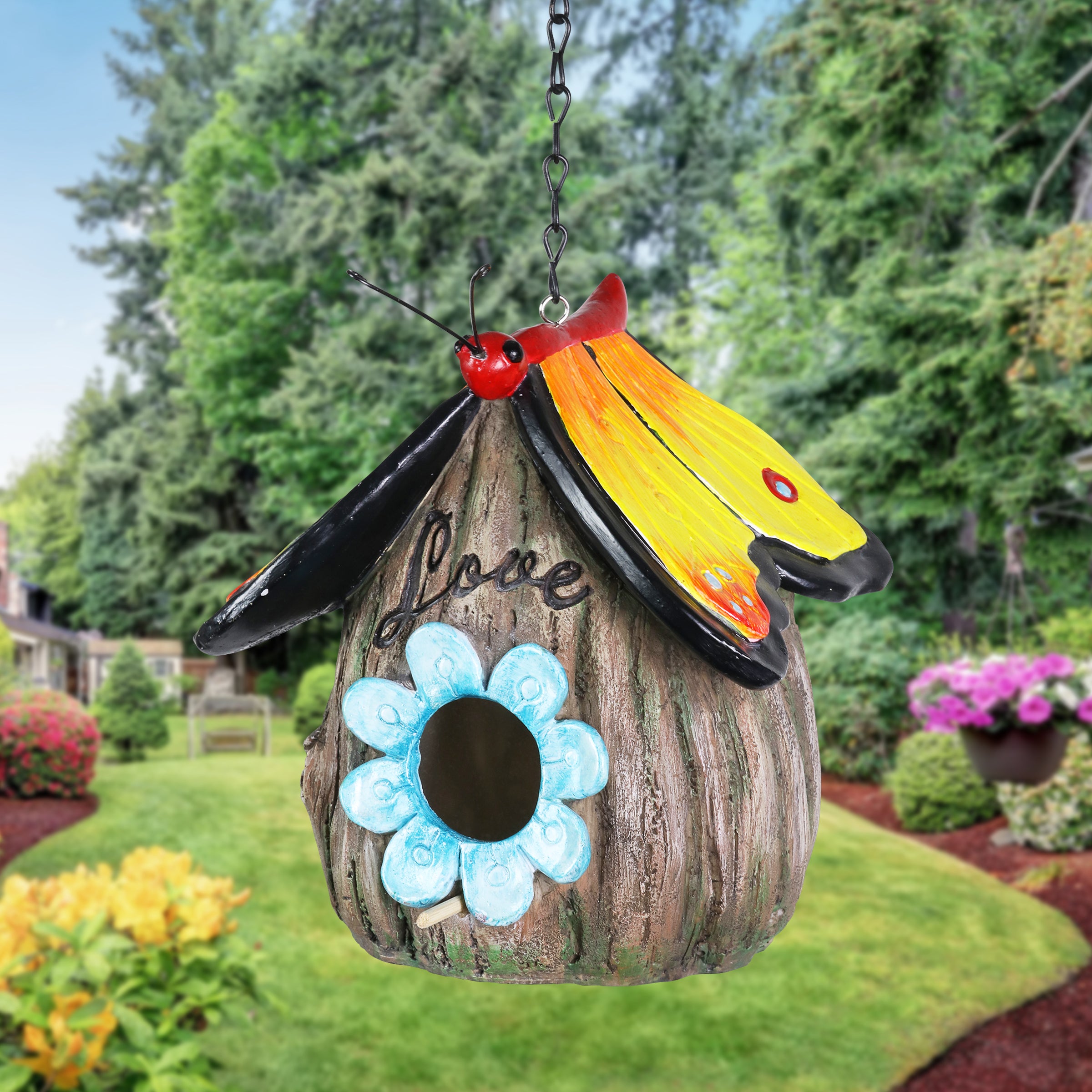 Exhart Butterfly Roof Love Acorn Hanging Bird House - Thumbnail 3