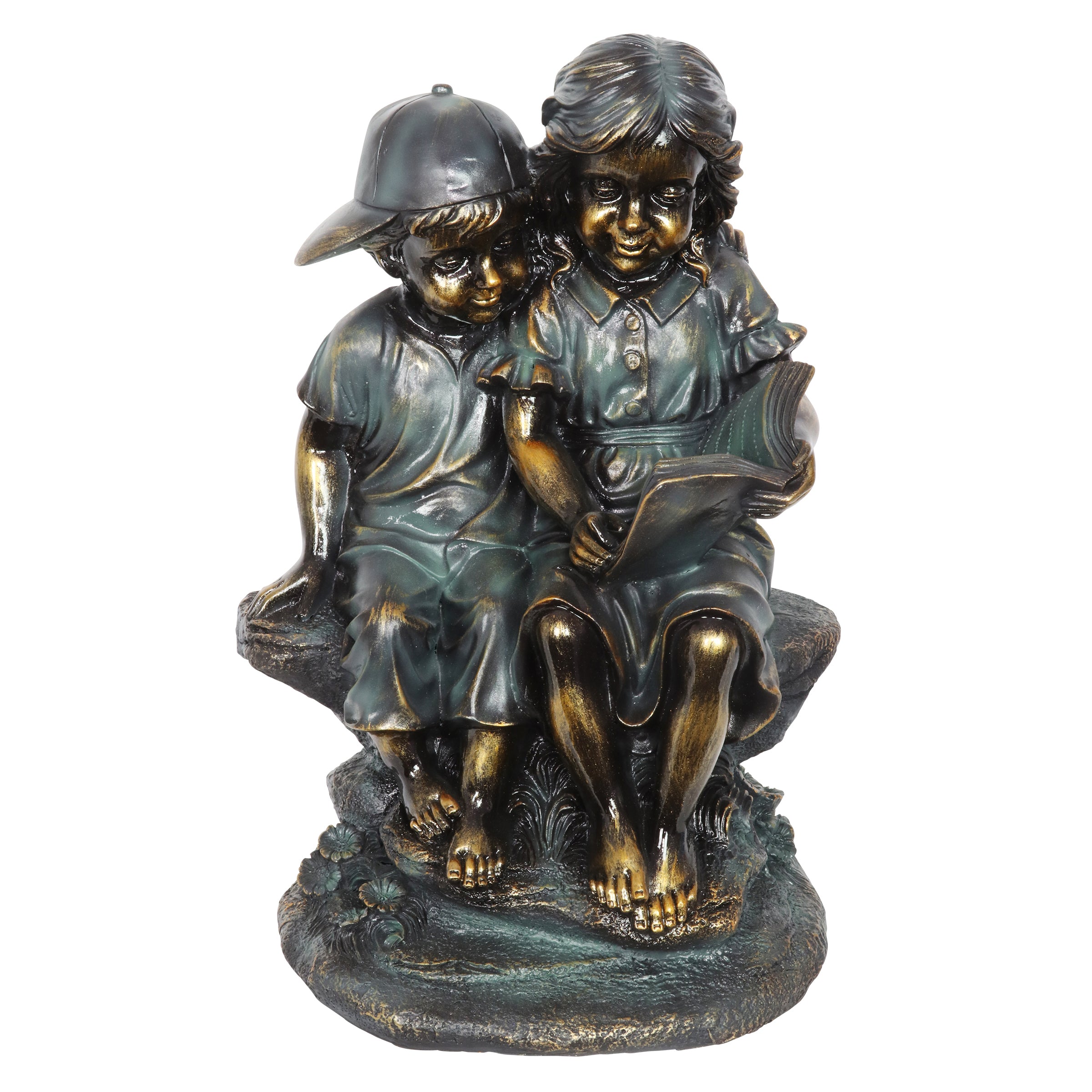 Girl in Boy's Lap Bronze Look Statuary - Thumbnail 3