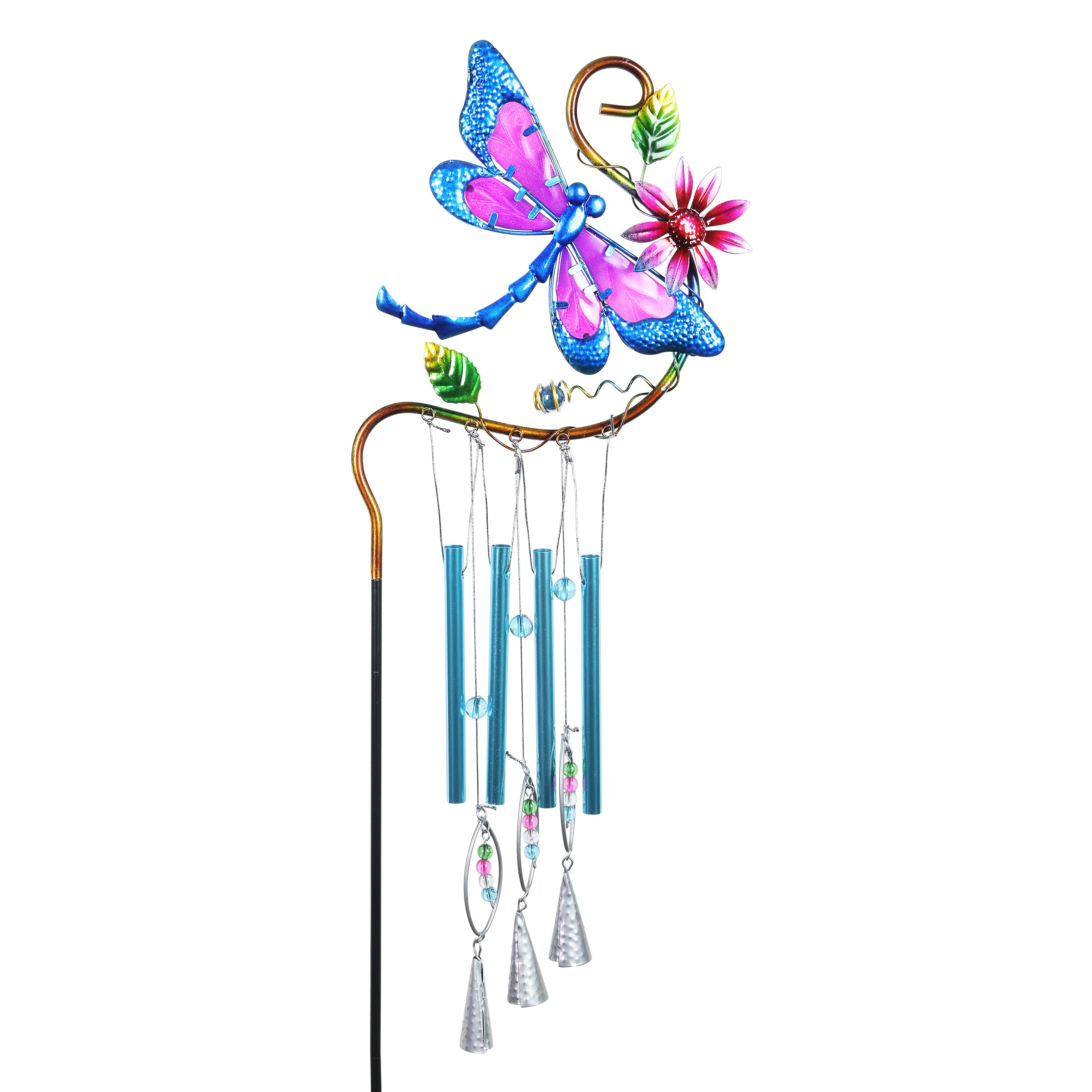 Blue Dragonfly Metal Wind Chime Garden Stake - Thumbnail 3