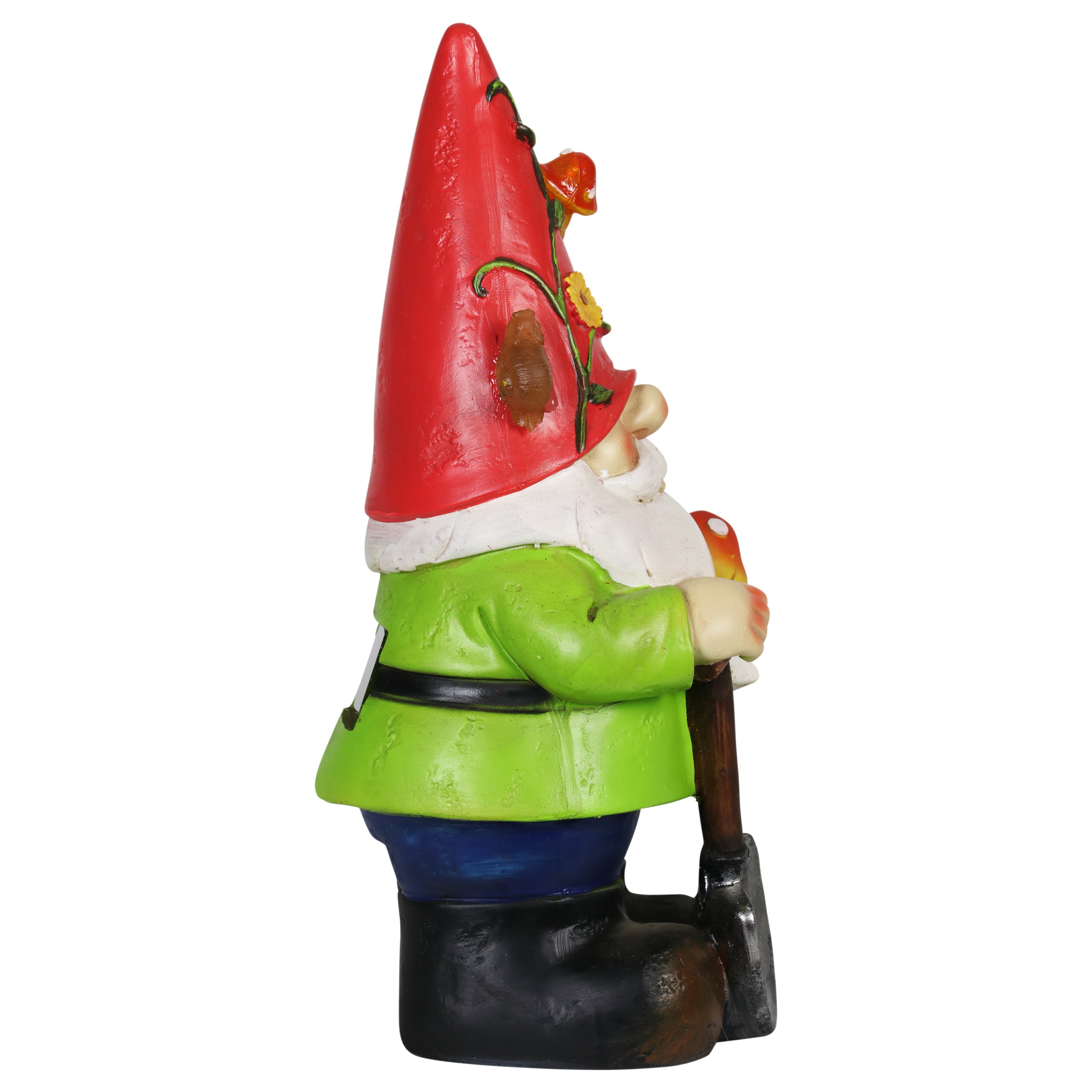 Solar Red Hat Roy Garden Gnome Statue with Shovel, 10 Inch | Shop Garden Decor by Exhart