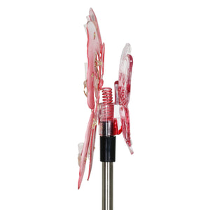 Solar Acrylic and Metal Pink Butterfly Garden Stake with Twelve LED Lights, 4 by 34 Inches | Shop Garden Decor by Exhart
