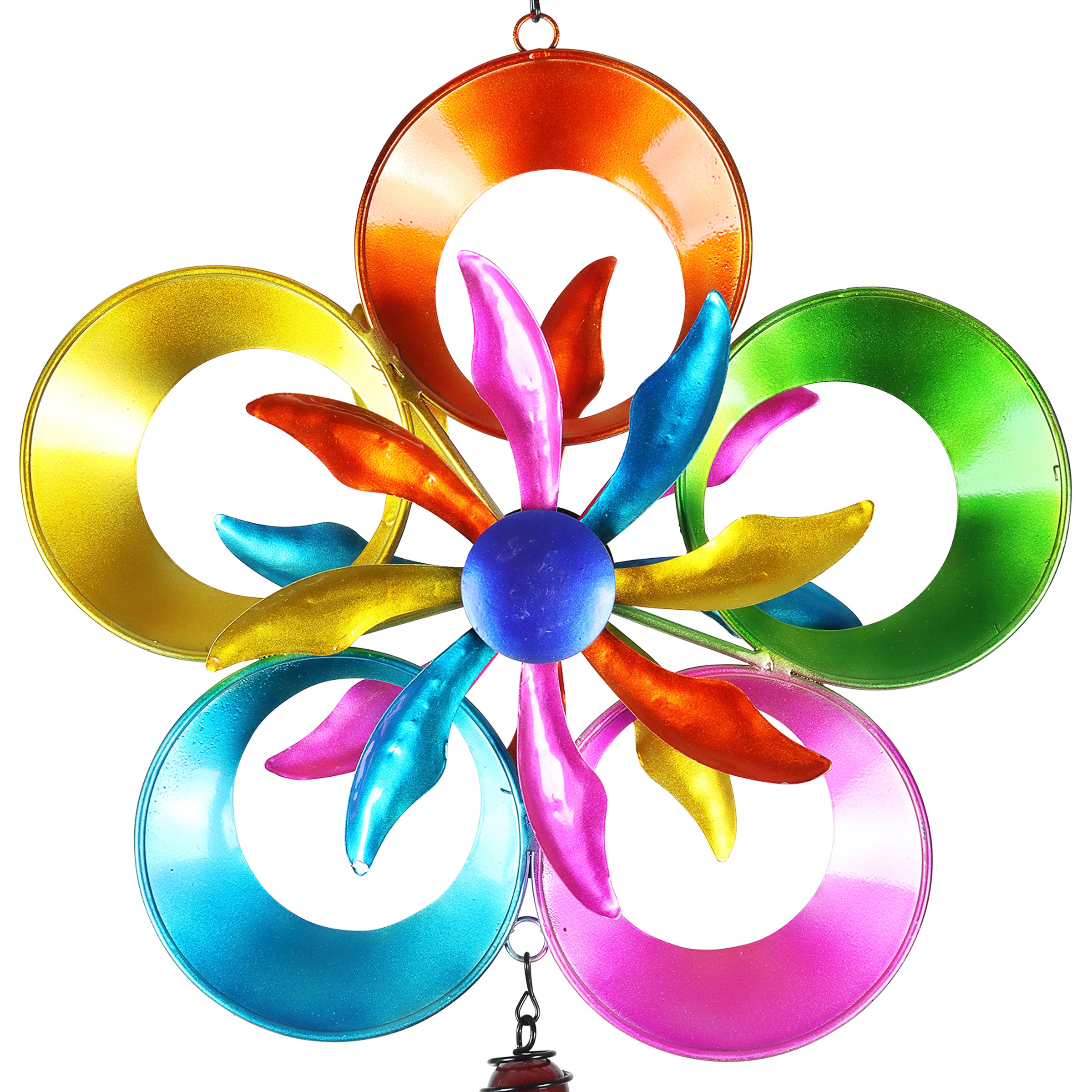 Double Spinning Metal Rainbow Pinwheel Wind Chime - Thumbnail 3