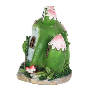 Solar Hand Painted Frog Fairy Garden House Statue, 10 by 8 Inches | Shop Garden Decor by Exhart