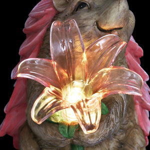 Solar Pink Hedgehog With LED Flower Statue, 9 Inch | Shop Garden Decor by Exhart
