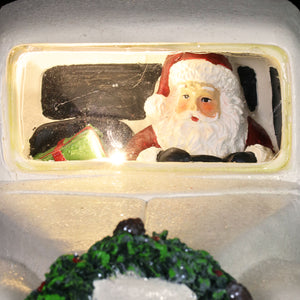 Vintage White Holiday Truck Driven by Santa with a Christmas Tree Statuary on a Battery Powered Timer, 12 x 6  Inches | Exhart
