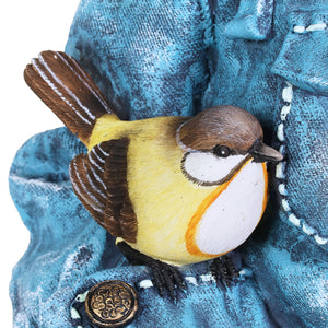 Hand Painted Blue Jean Jacket with Birds Resin Planter, 14.5 by 11.5 Inches | Shop Garden Decor by Exhart