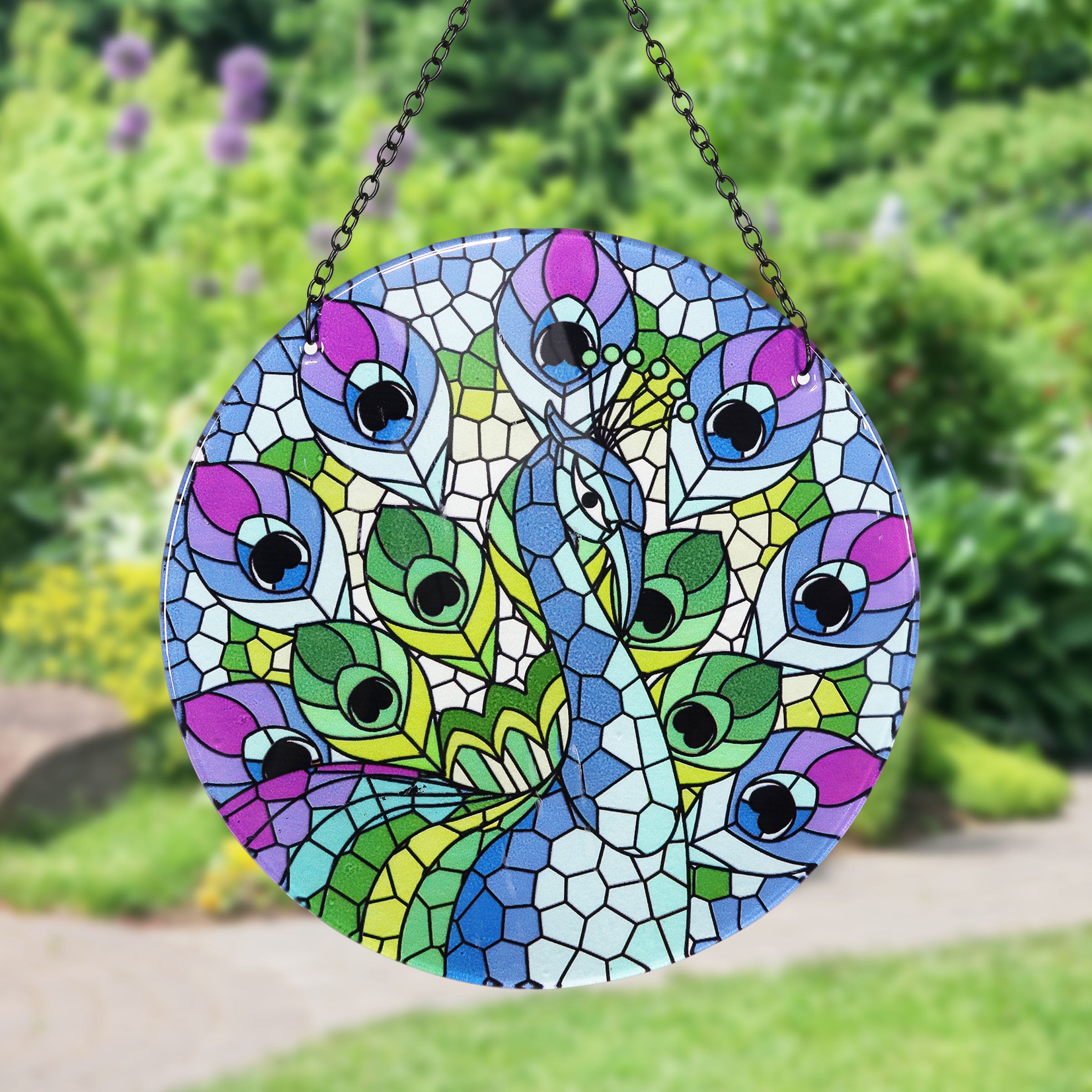 Hanging Mosaic Peacock Suncatcher - Thumbnail 5